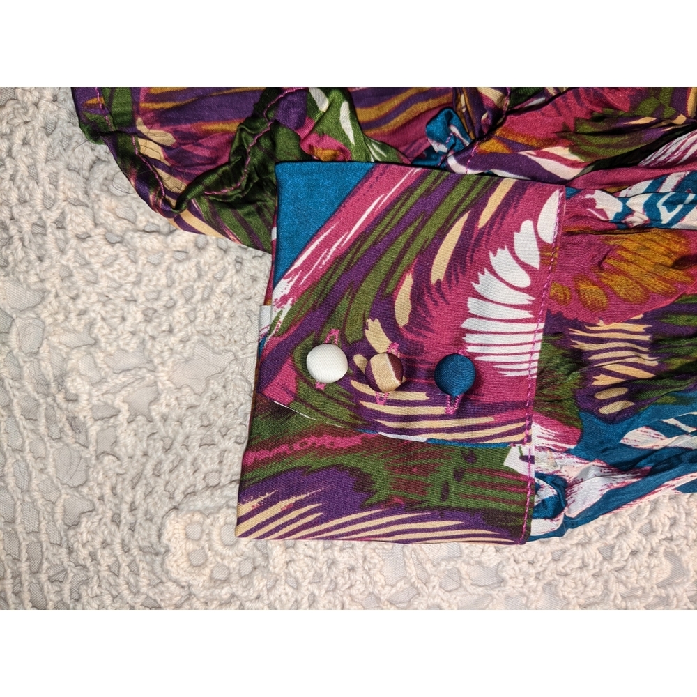 Agora Button Up Blouse Long Sleeve Size Small - Picture 6 of 7